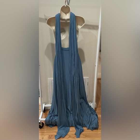 -SOLD- Lulu’s Tricks of the Trade Slate Blue Multi-way Maxi Dress - Picture 4 of 12